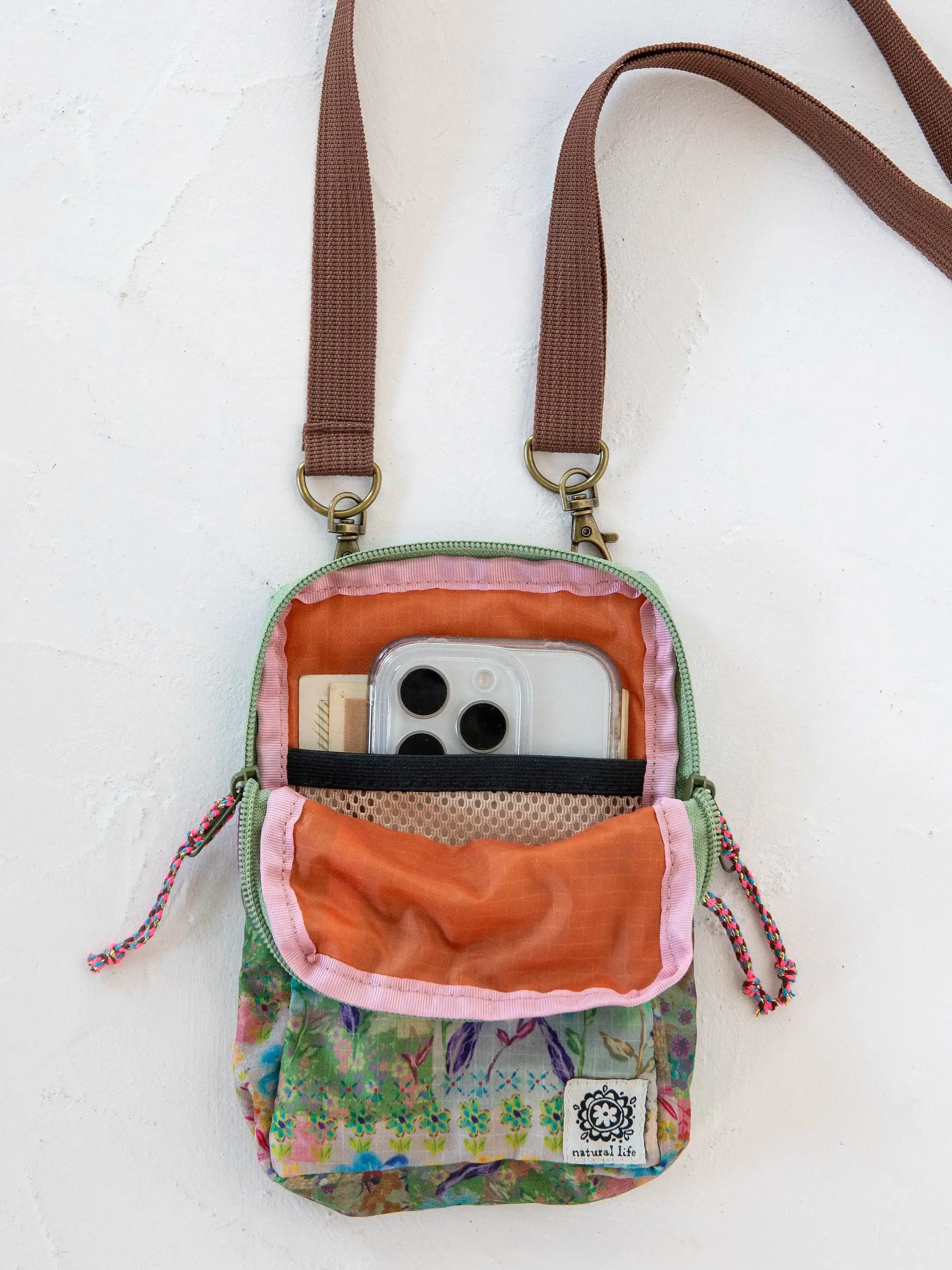 8-in-1 Pocket Crossbody - Taupe Watercolor Patchwork