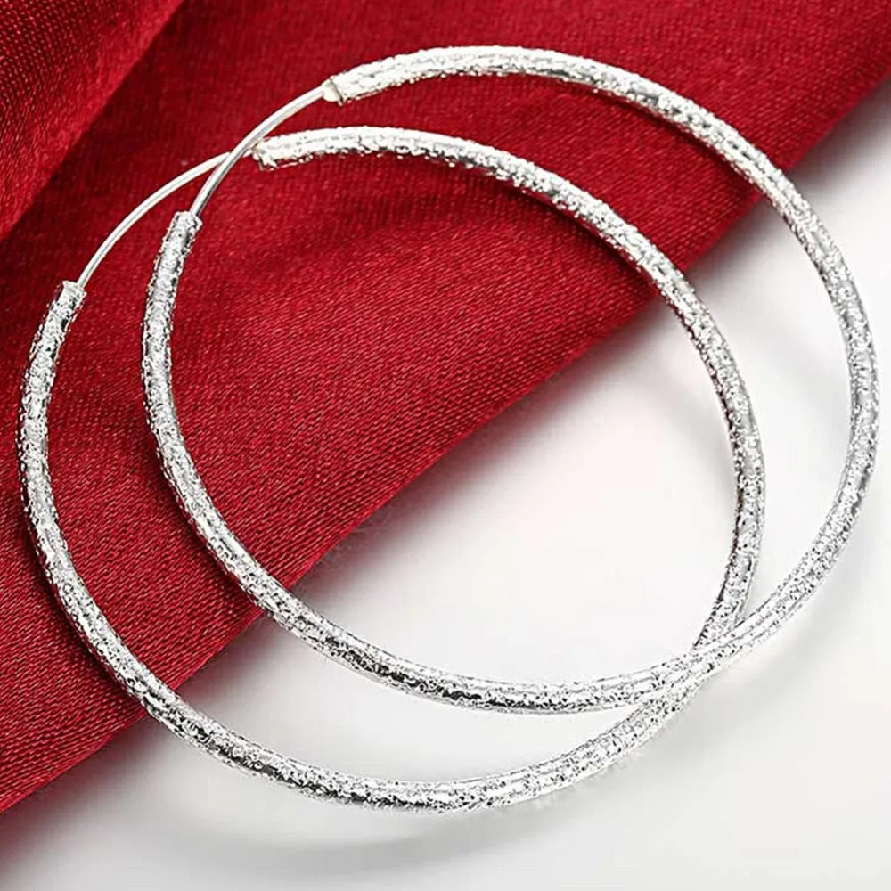 925 Silver Heart-Shaped Hoop Earrings for Women