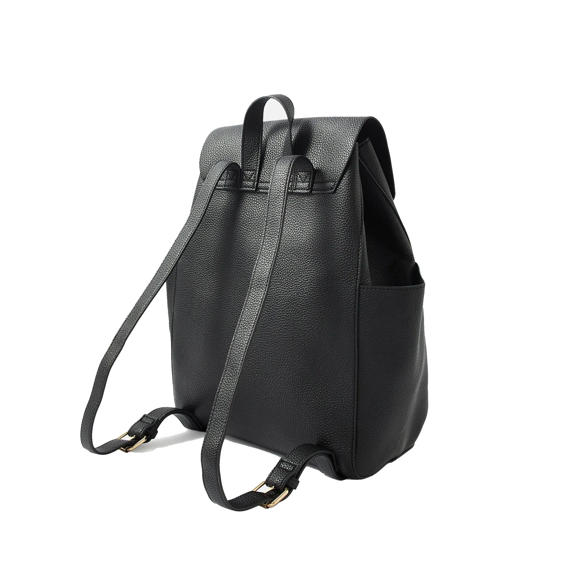 Accessorize London Women's Faux Leather Black Nikki zip backpack bag