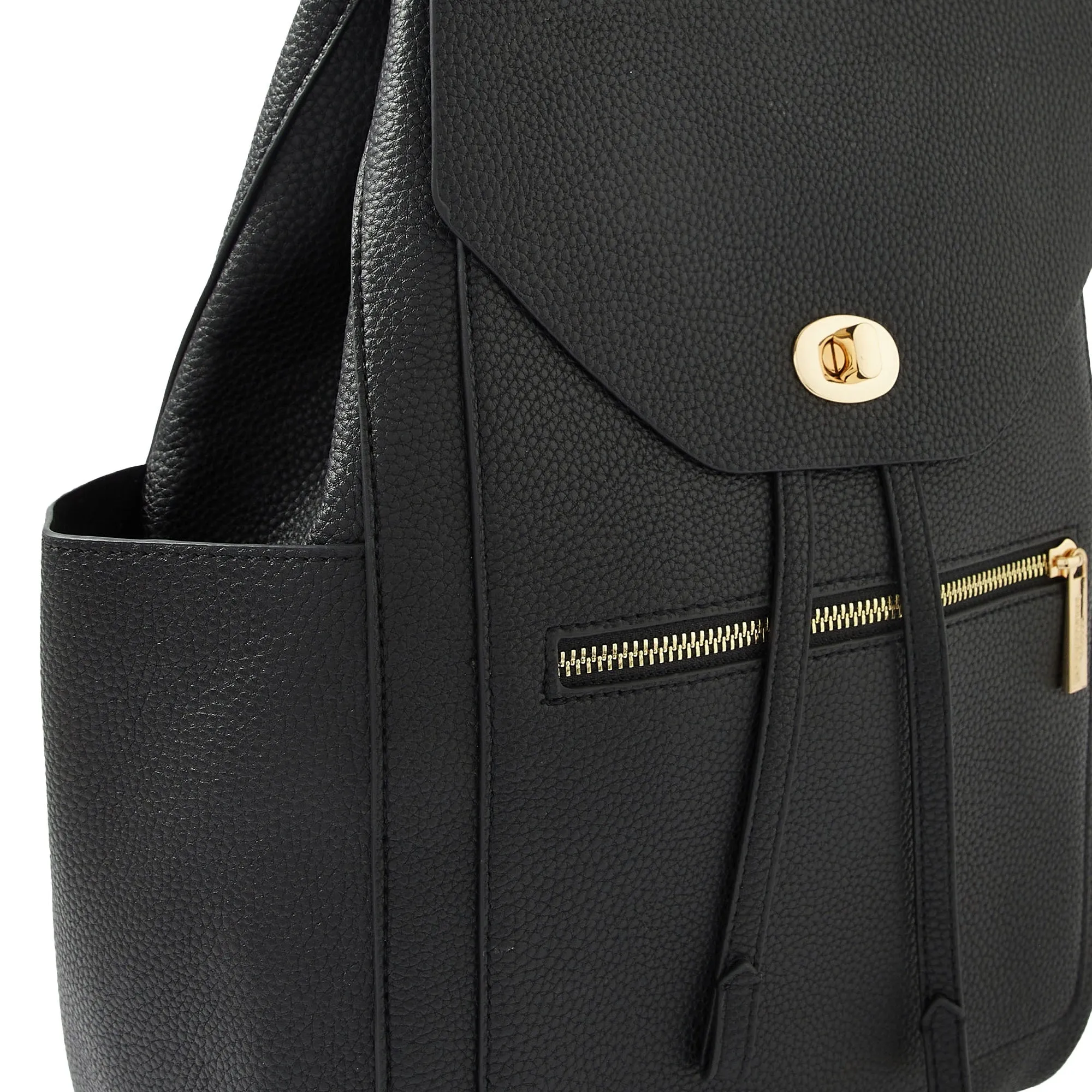 Accessorize London Women's Faux Leather Black Nikki zip backpack bag