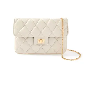 Accessorize London Women's Faux Leather White Quilted Sling bag