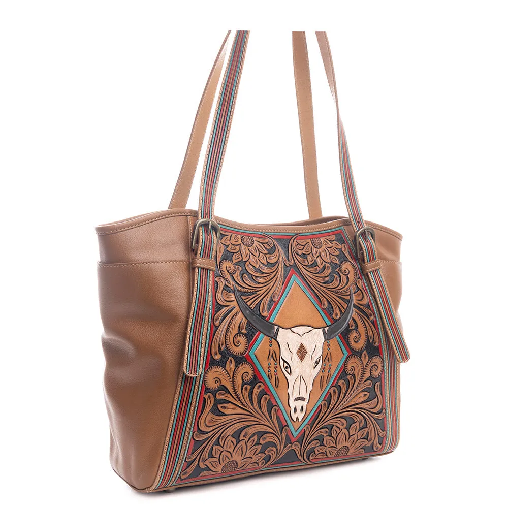 Age of the Steer Hand-Tooled Bag