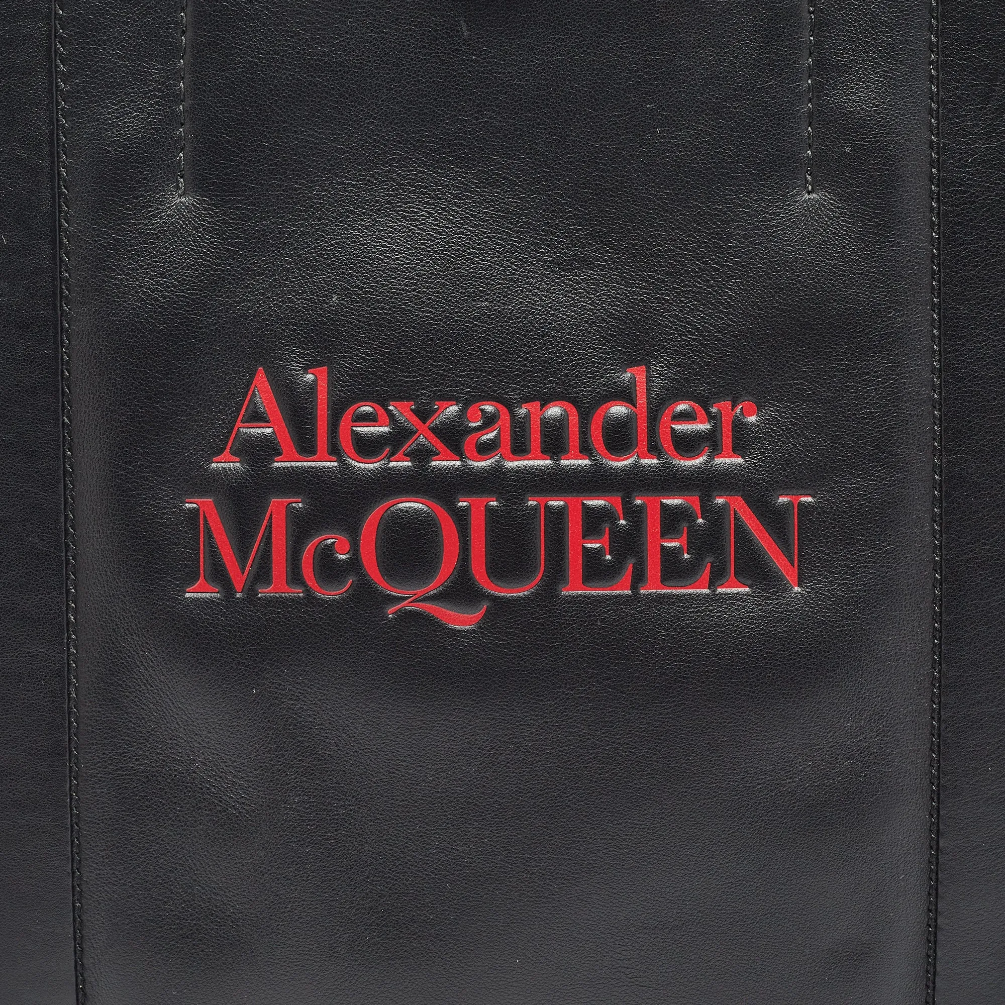 ALEXANDER MCQUEEN Black/Red Leather Signature Tote