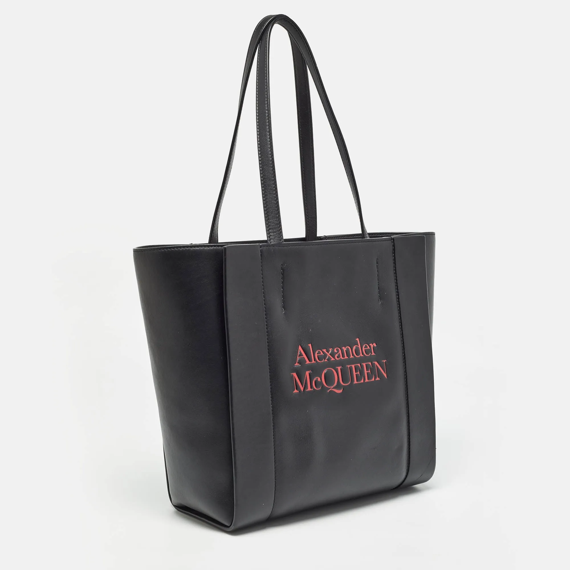 ALEXANDER MCQUEEN Black/Red Leather Signature Tote