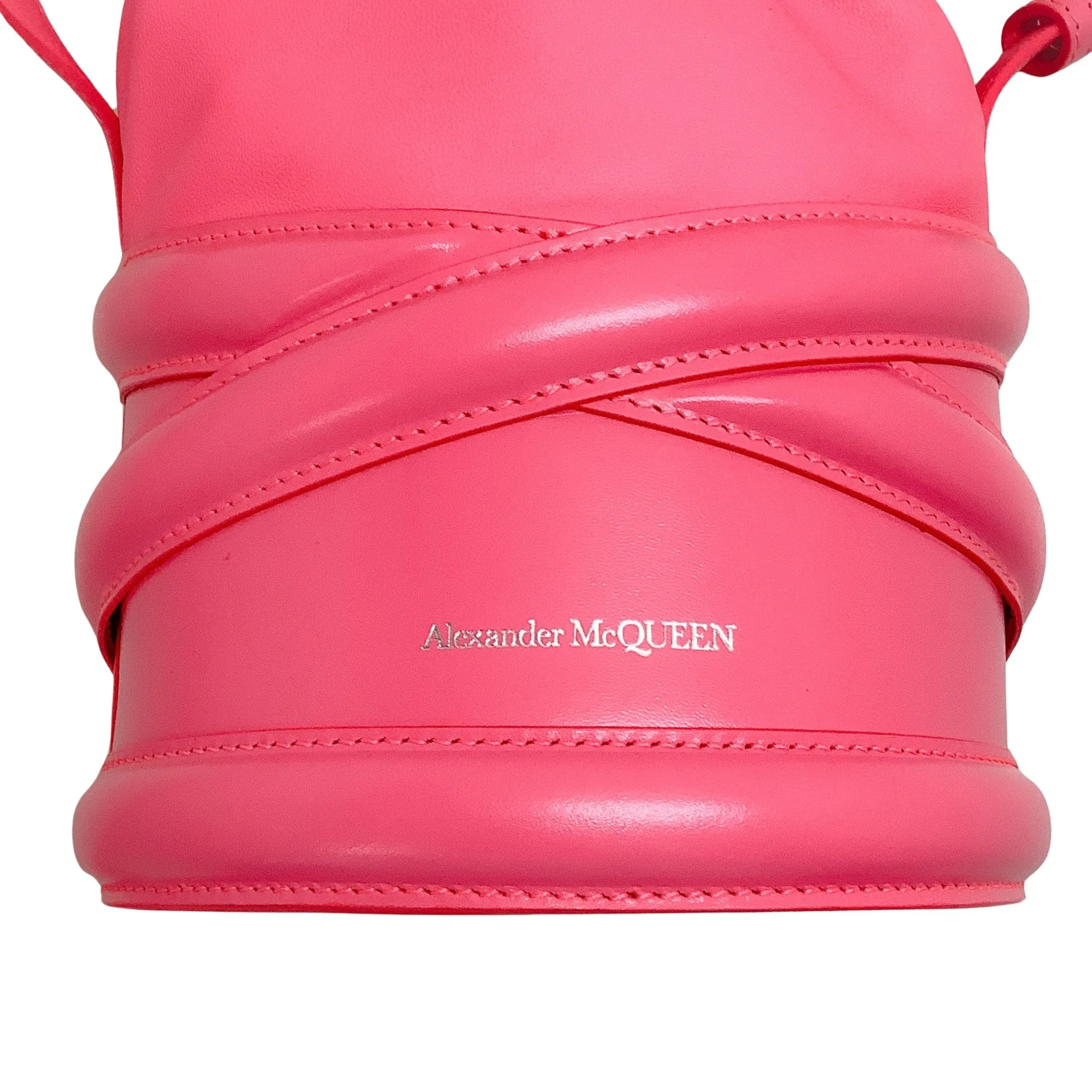 Alexander McQueen Neon Pink Soft Curve Drawstring Bag