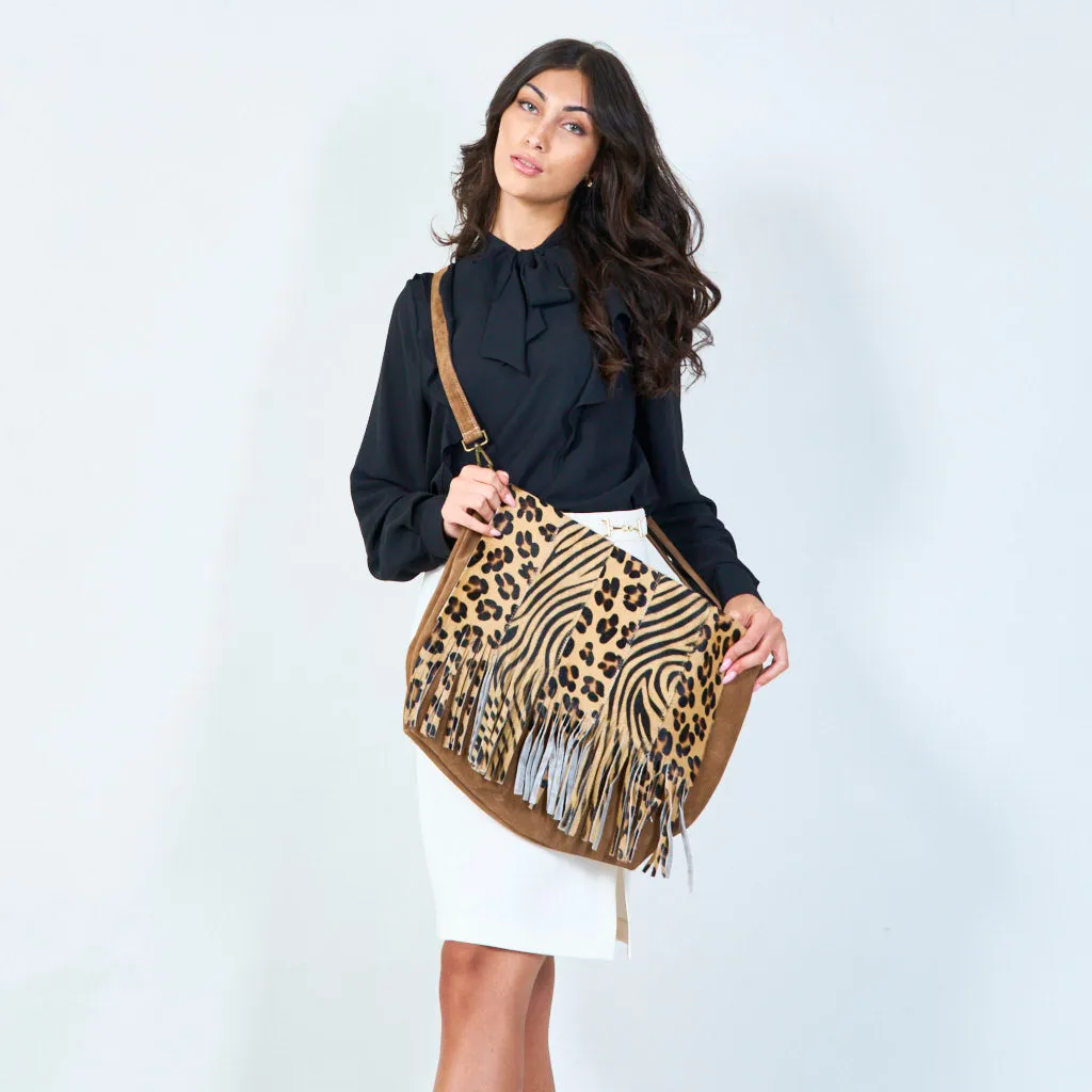 Animal print fringe crossbody bags wholesale