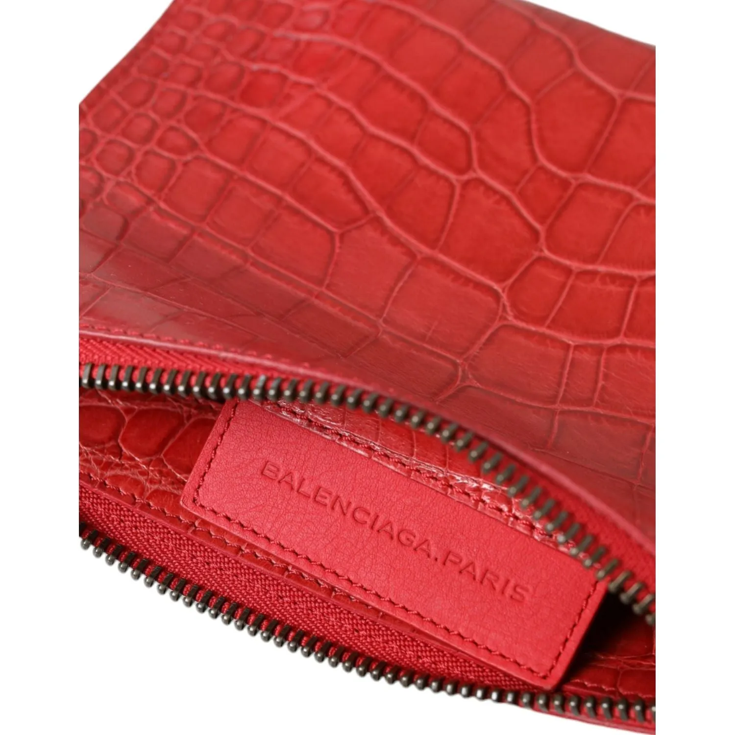 Balenciaga Exotic Red Alligator Leather Clutch