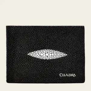 BC007MA - Cuadra black classic stingray exotic bifold wallet for men