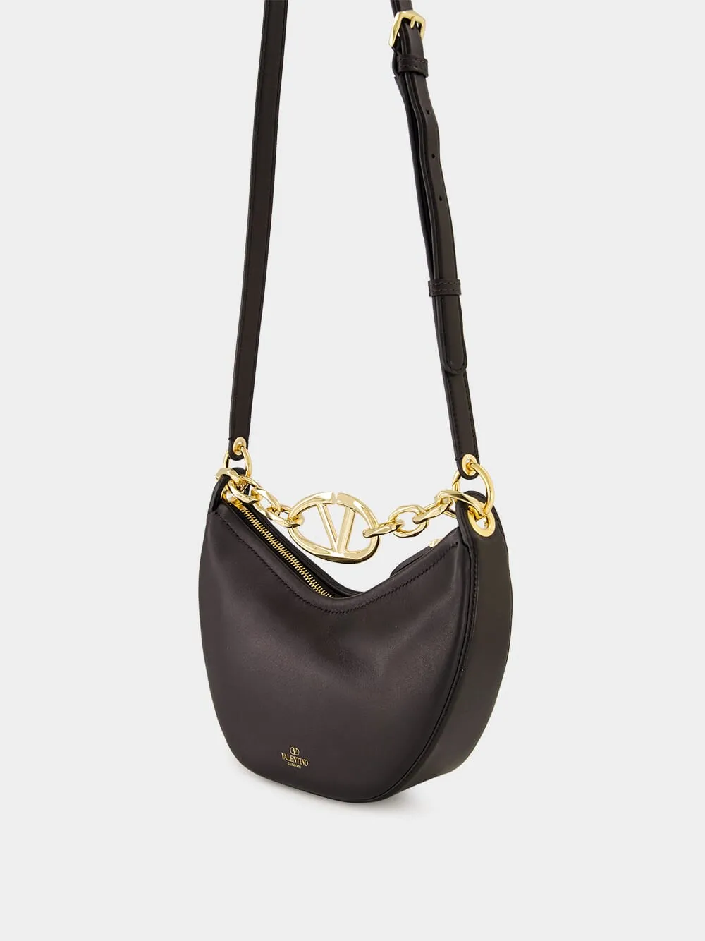 Black Mini VLogo Moon Hobo Bag