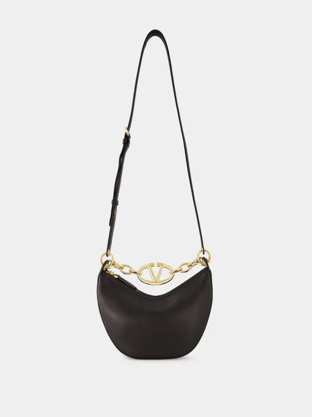 Black Mini VLogo Moon Hobo Bag