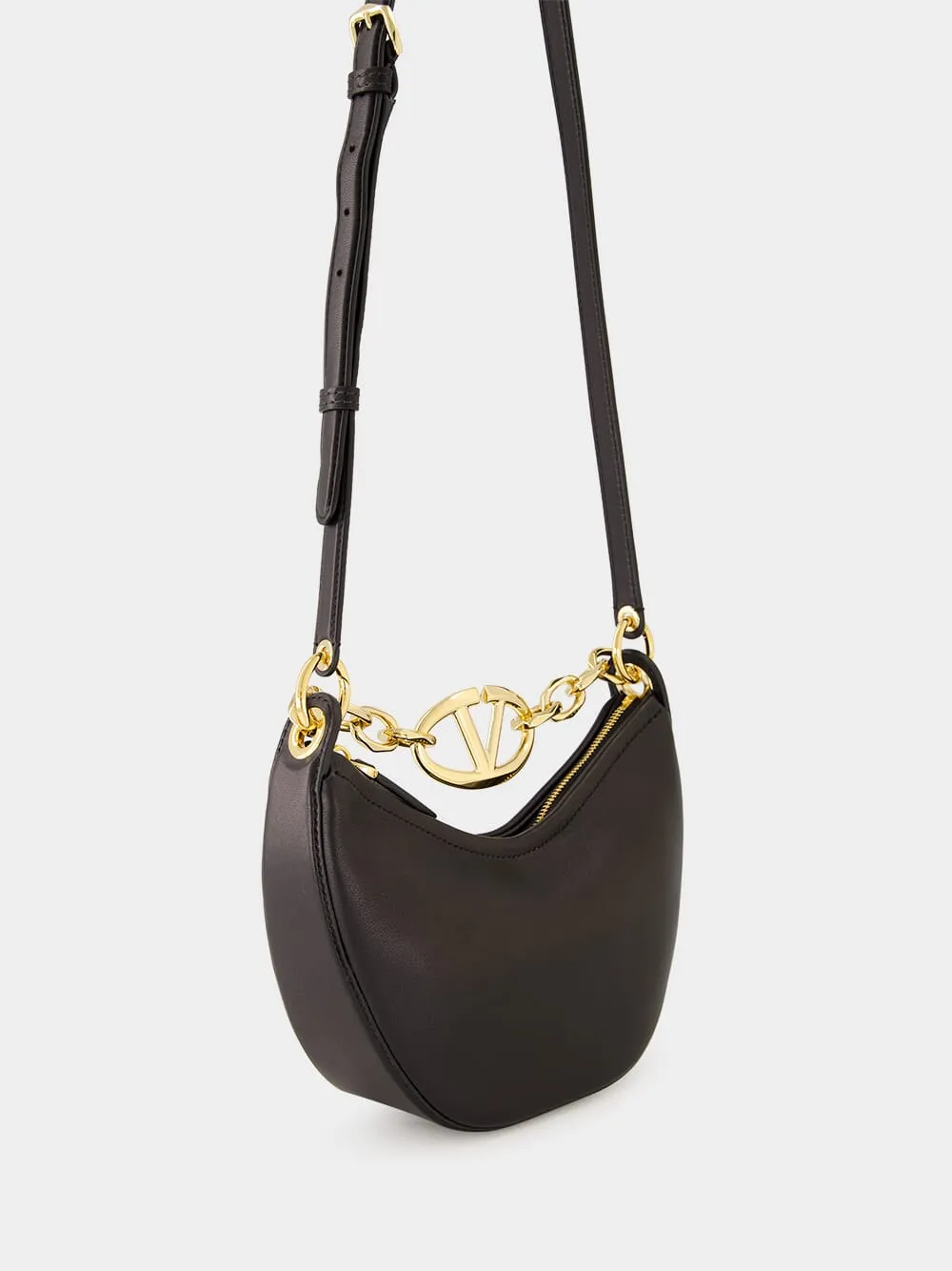 Black Mini VLogo Moon Hobo Bag