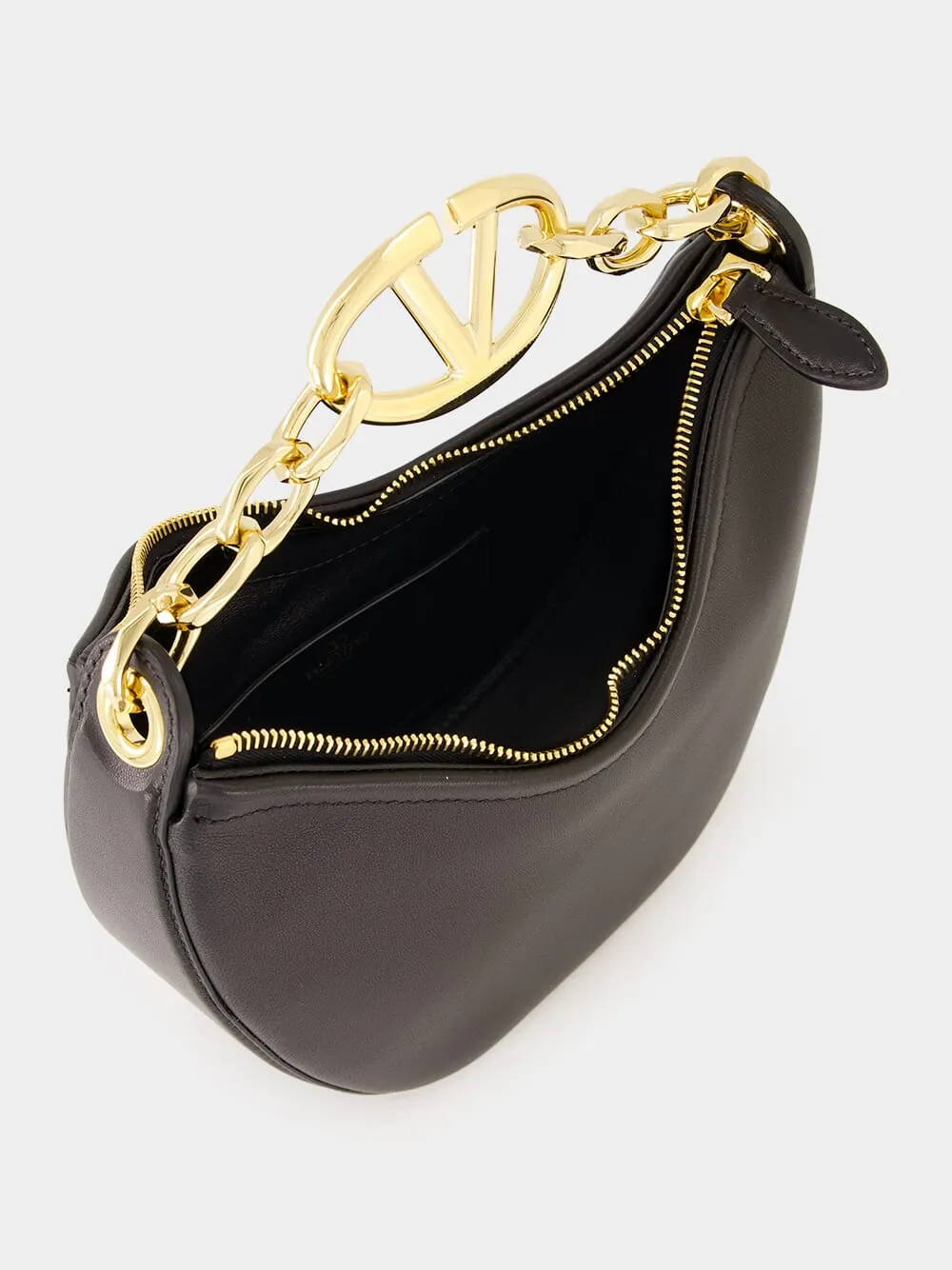 Black Mini VLogo Moon Hobo Bag