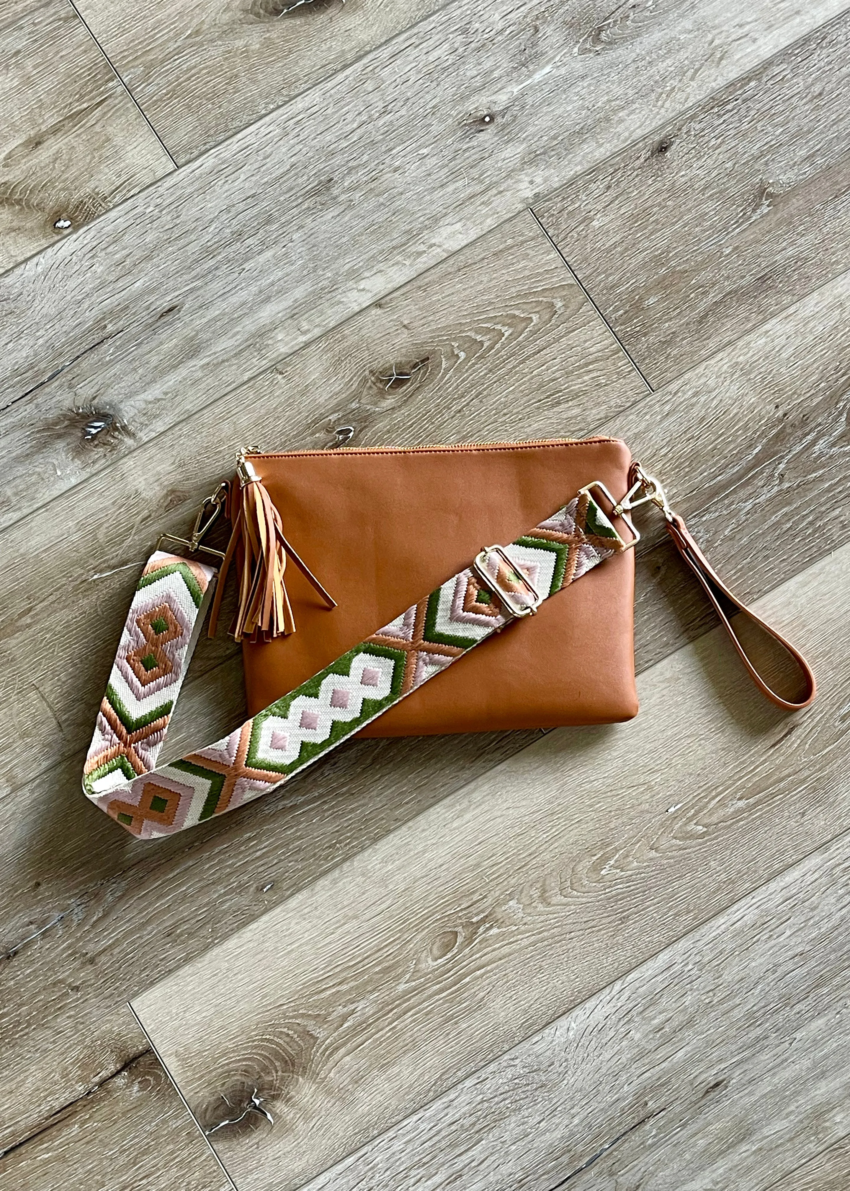 Camel Crossbody Bag with Camera Strap