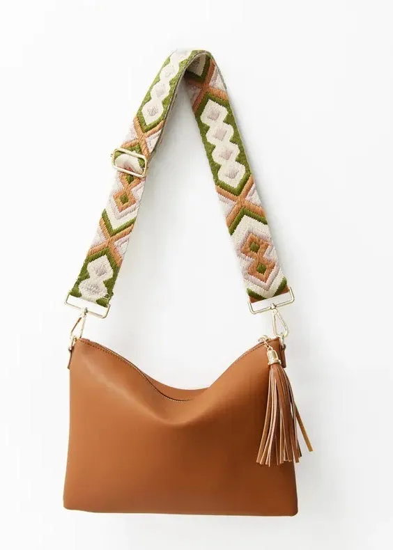 Camel Crossbody Bag with Camera Strap