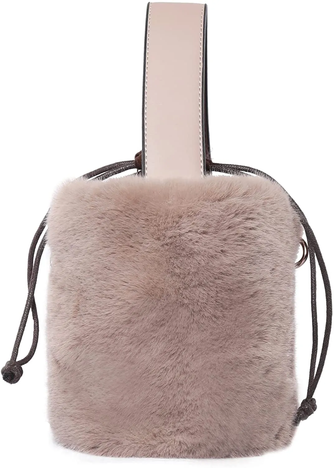 Crossbody Bags for Women Faux Fur Drawstring Bucket Shoulder Bag Purses and Handbags for Ladies Girls