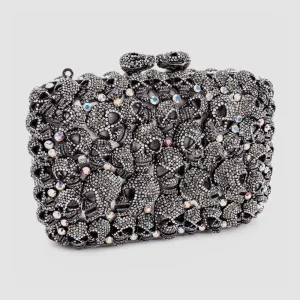 Crystal Multi Skull Clutch Bag