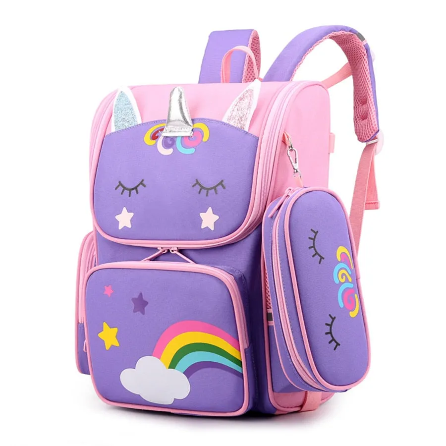 deanwangkt Cartoon 3D Creative Unicorn Children School Bags Girls Sweet Kids School Backpack Lightweight Waterproof Primary Schoolbags Big