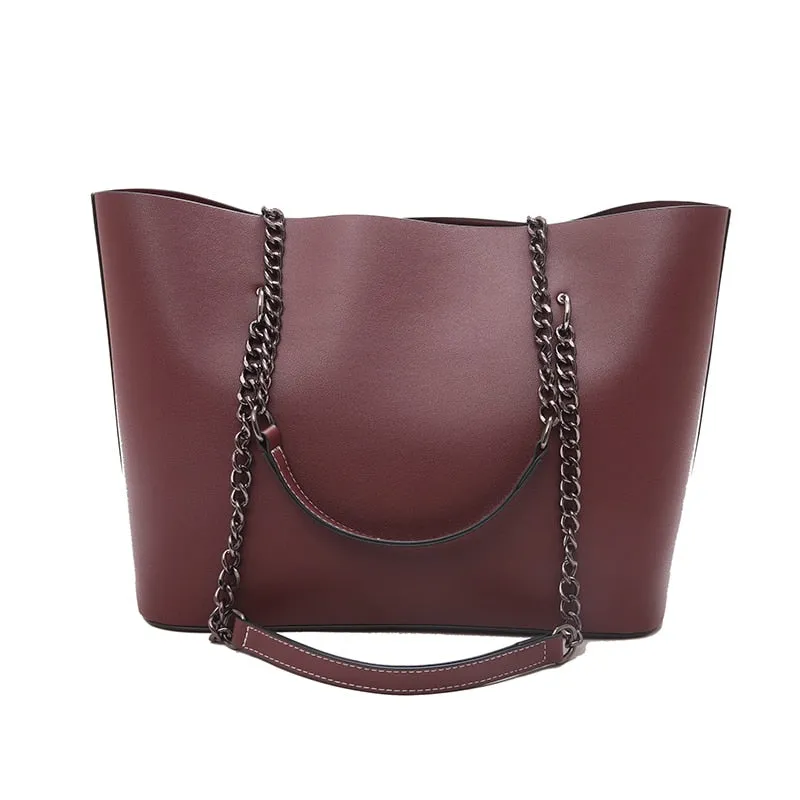 Designer Casual Chain Shoulder Bags Leather Large Capacity for Women