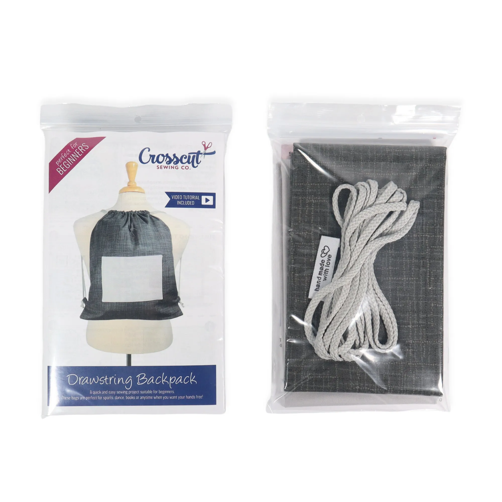 Drawstring Backpack Sewing Kit  - Gray