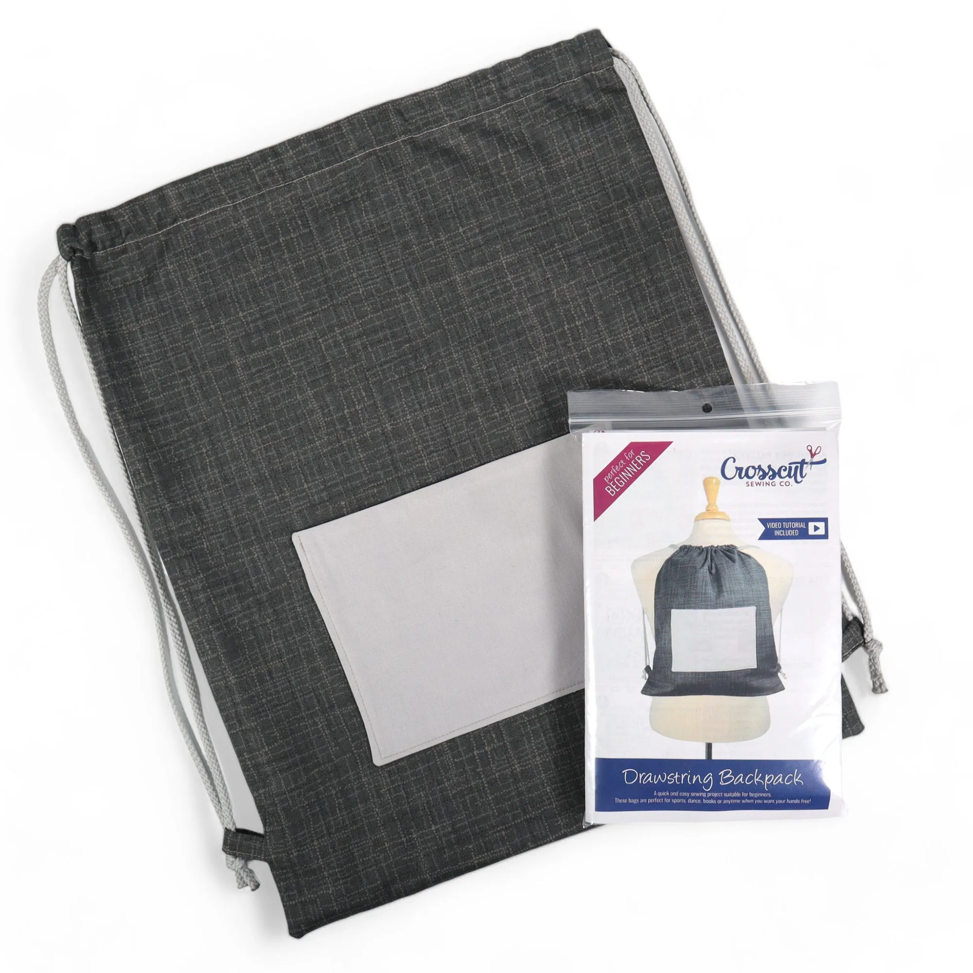 Drawstring Backpack Sewing Kit  - Gray