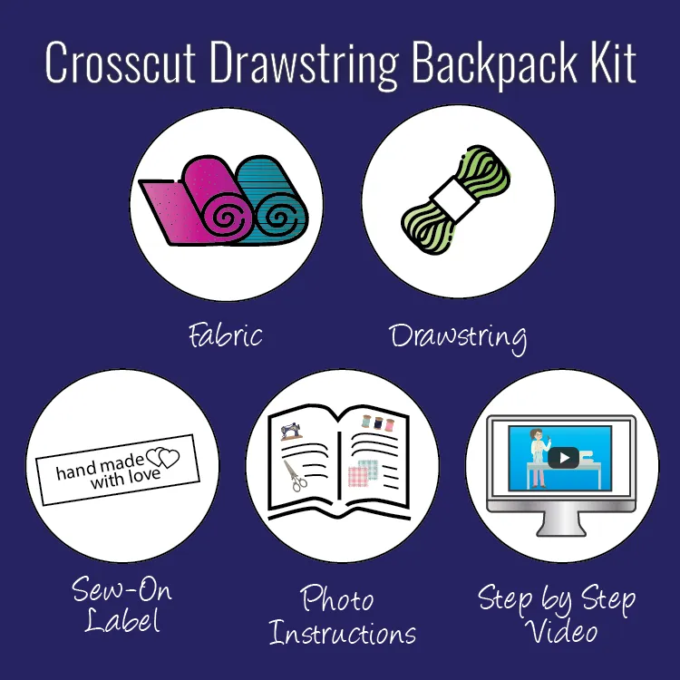 Drawstring Backpack Sewing Kit  - Gray