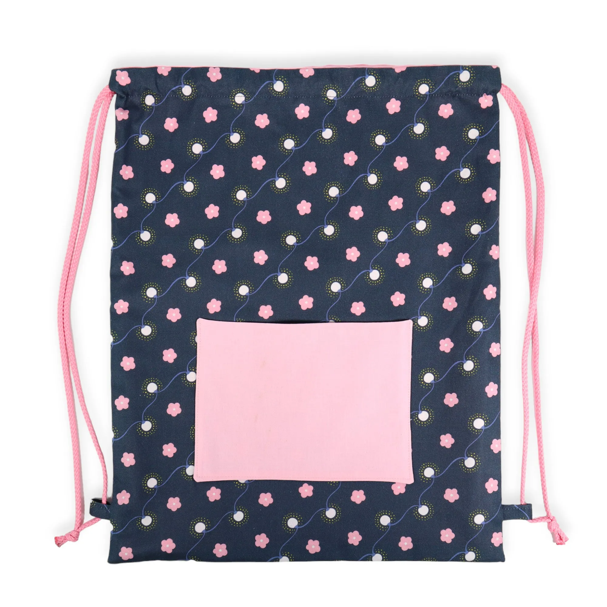 Drawstring Backpack Sewing Kit  - Navy & Pink Floral