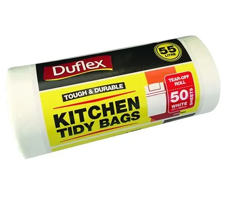 Duflex Kitchen Tidy Bag 55L White - Roll of 50