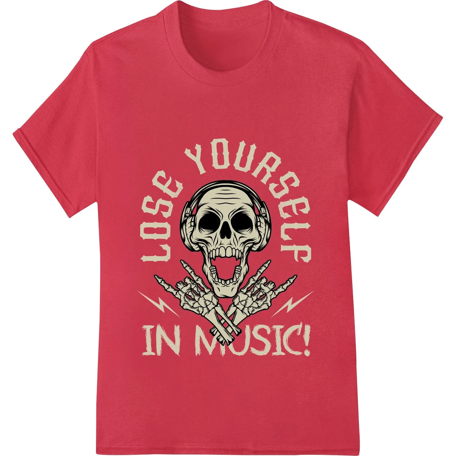 Edgy Skull 'Lose Yourself In Music' DTF Print Heat Transfer