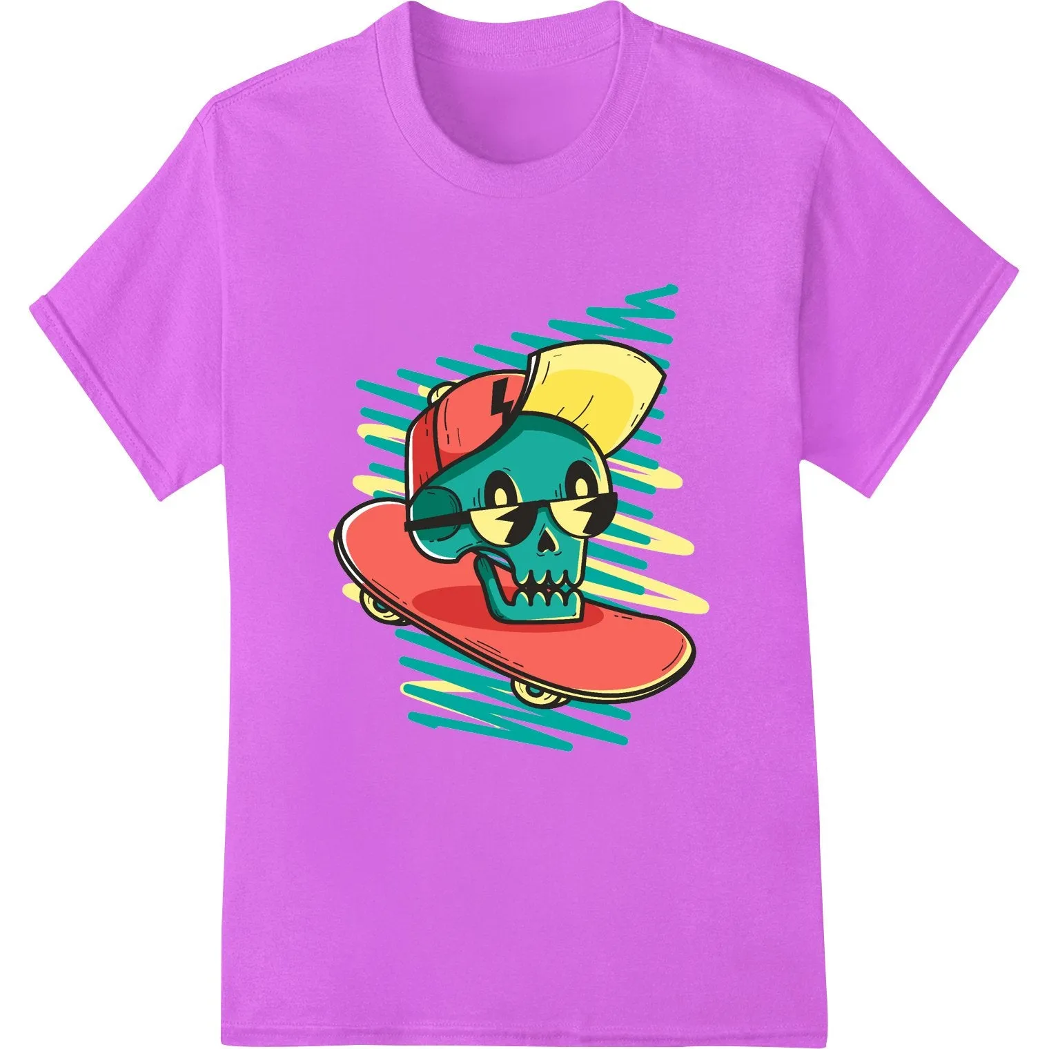 Edgy Skull Skateboard DTF Print Heat Transfer