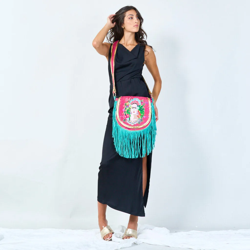 Embroidered fringe crossbody bag wholesale