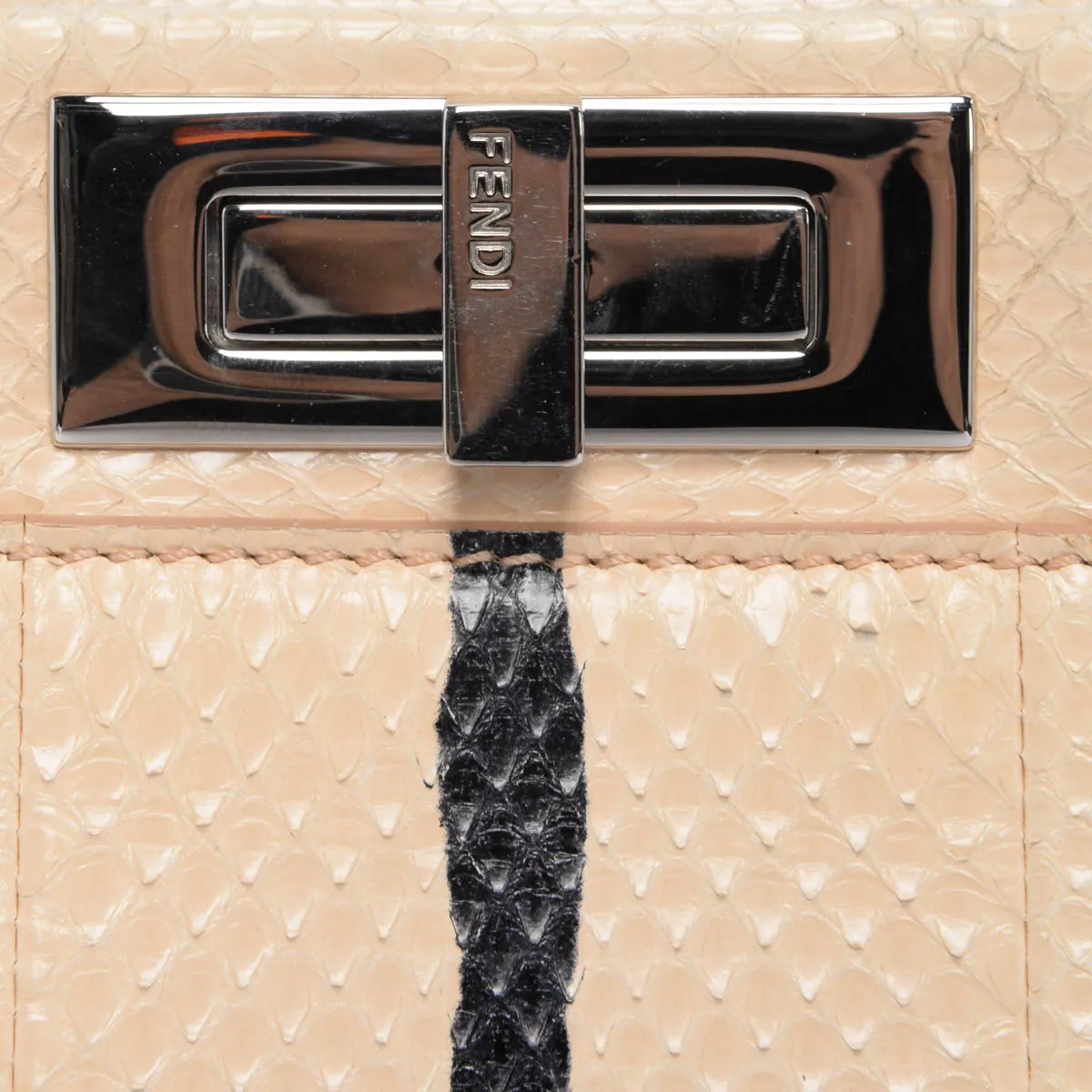 Fendi Beige & Black Water Snakeskin Medium Iconic Peekaboo