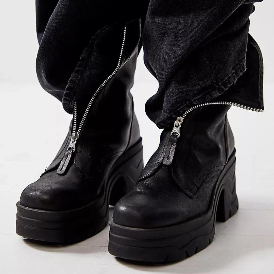 Free People: Myles Zip Front Boot in Black