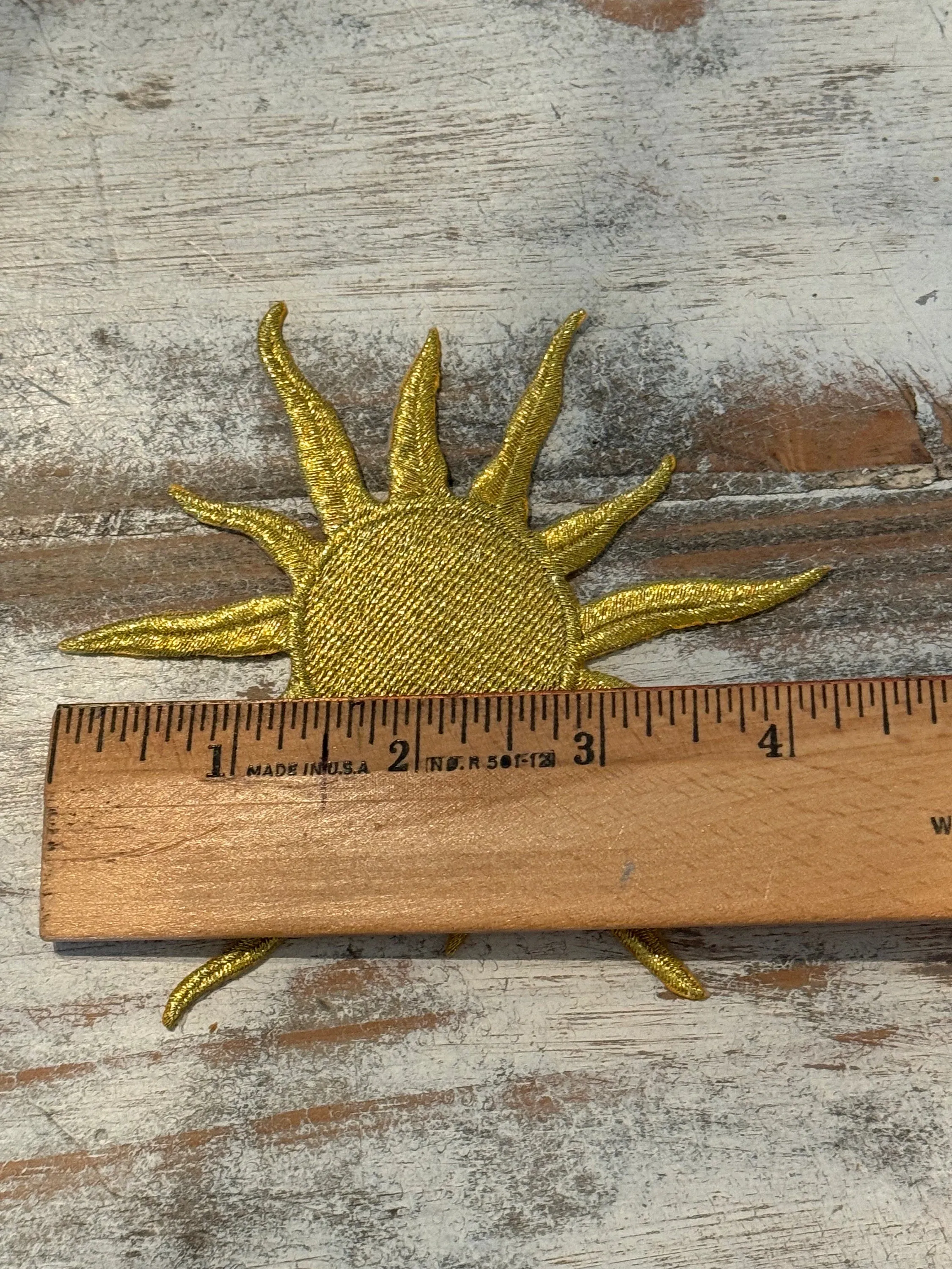 Gold Metallic Sunburst Iron On Patch