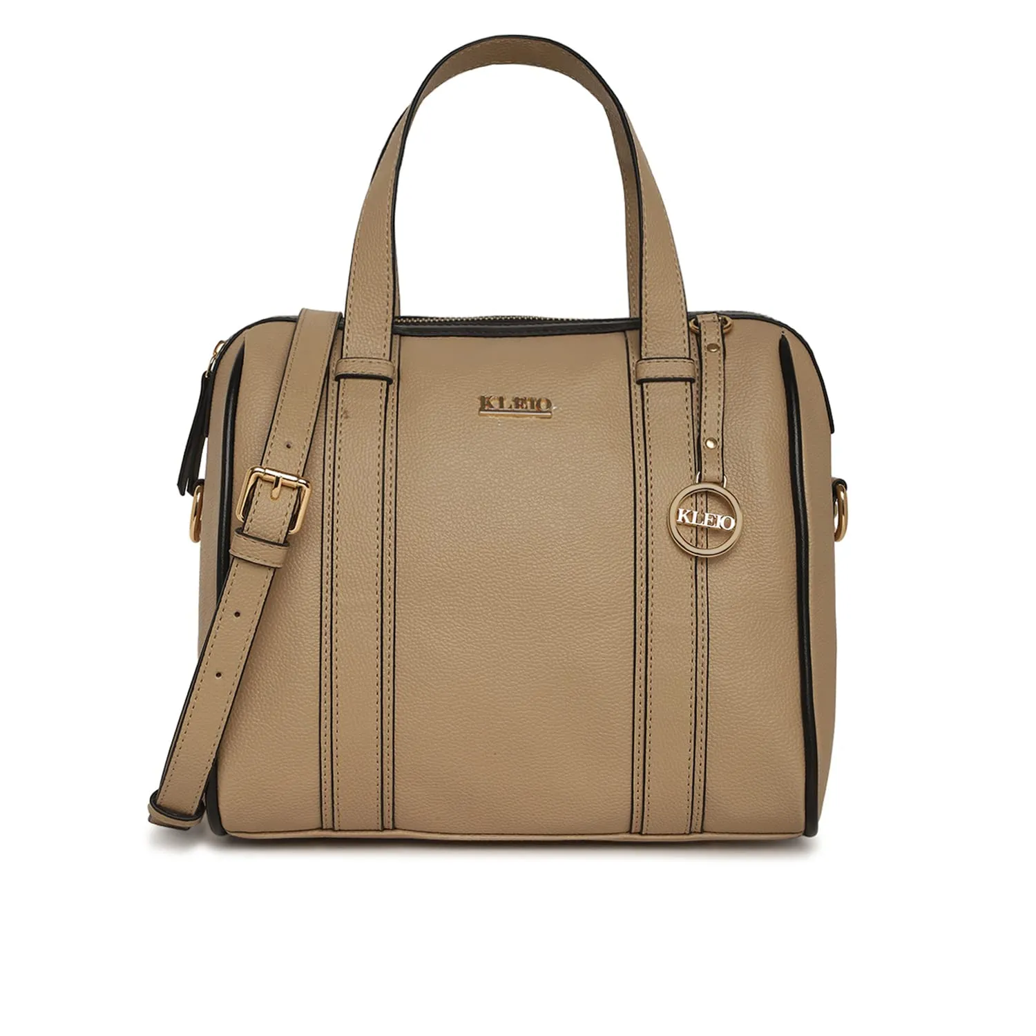 KLEIO Solid Color PU Leather Satchel Handbag For Women Ladies (HO9016KL-BE)(BEIGE)