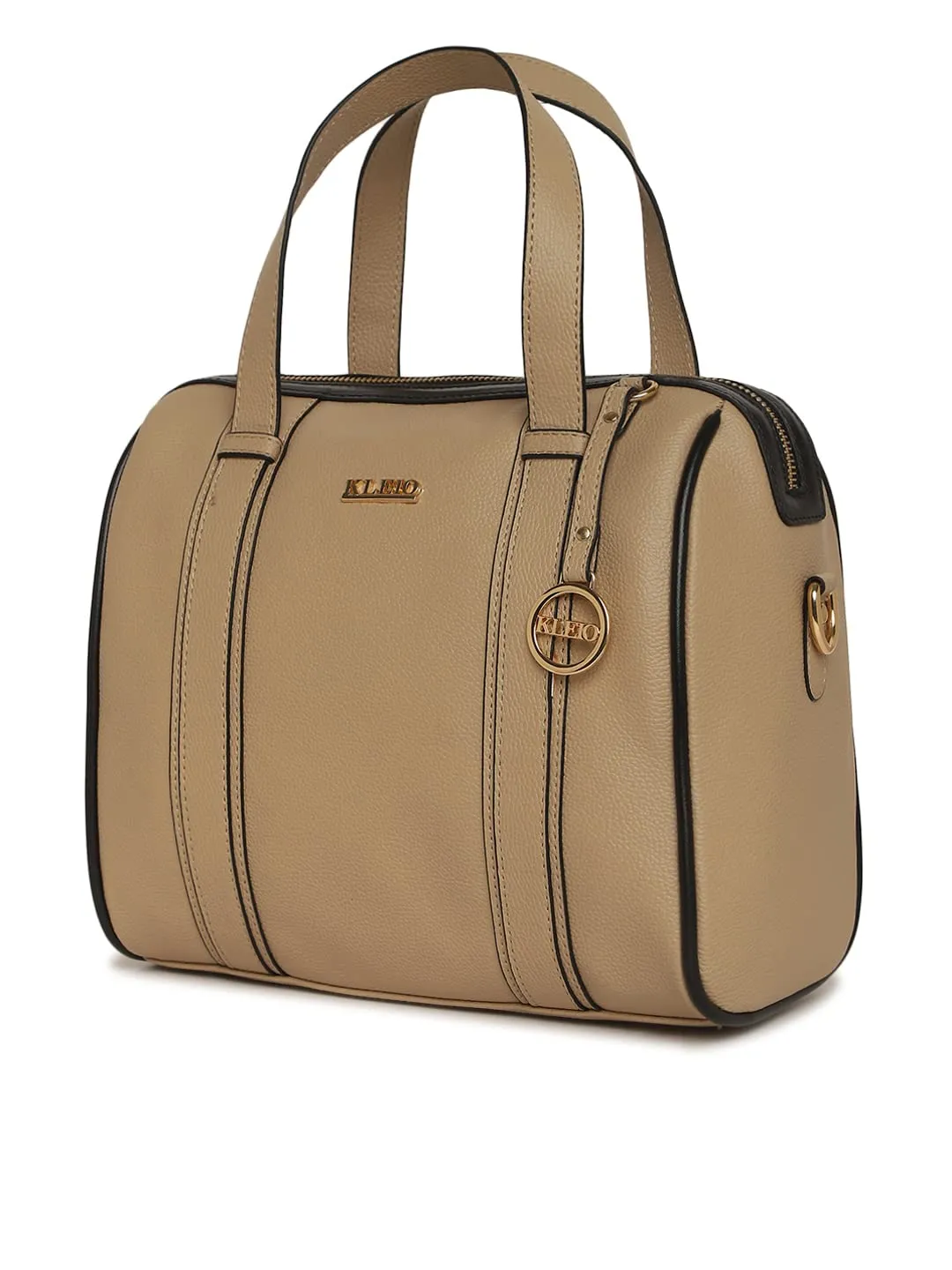 KLEIO Solid Color PU Leather Satchel Handbag For Women Ladies (HO9016KL-BE)(BEIGE)