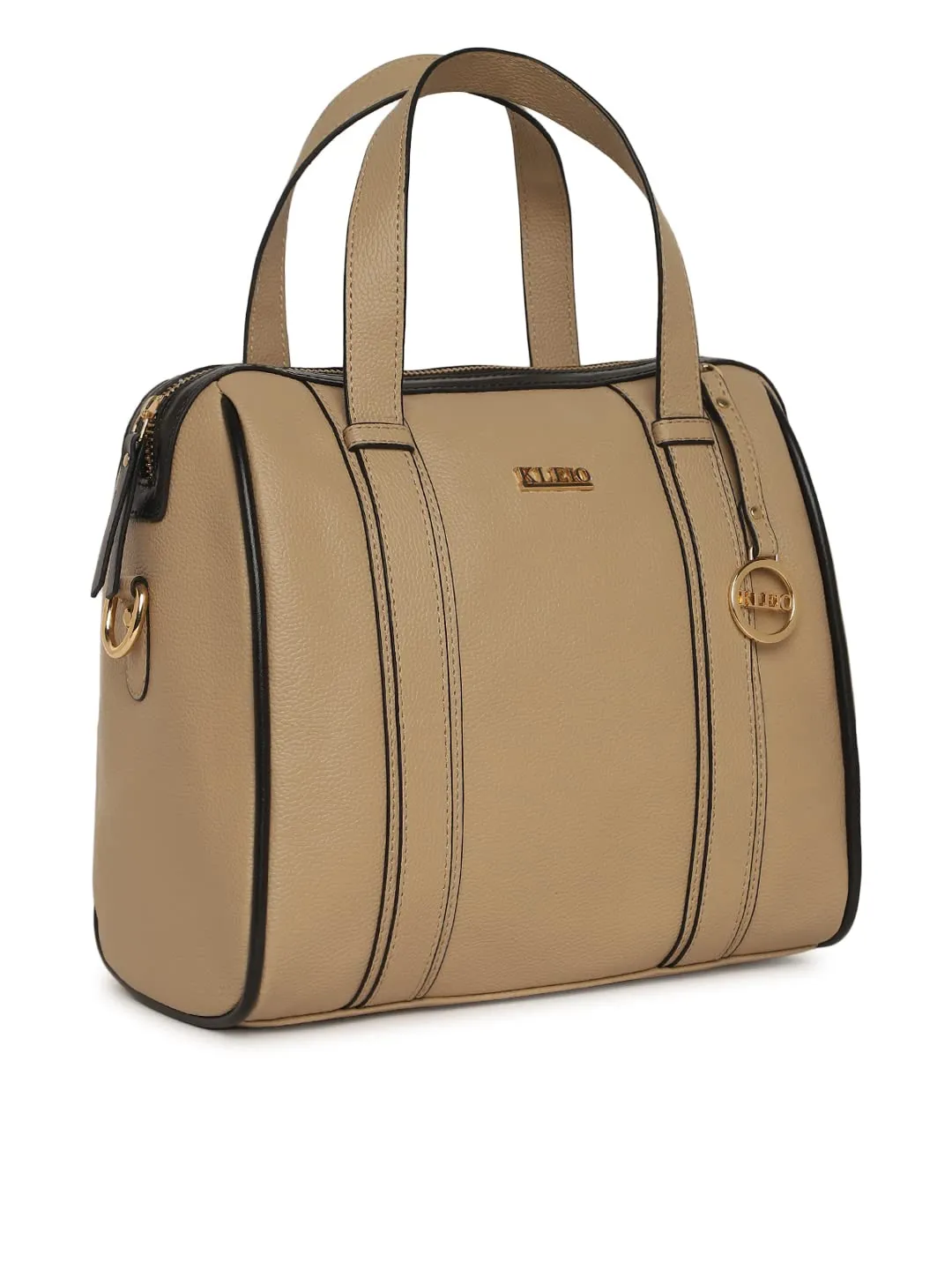 KLEIO Solid Color PU Leather Satchel Handbag For Women Ladies (HO9016KL-BE)(BEIGE)