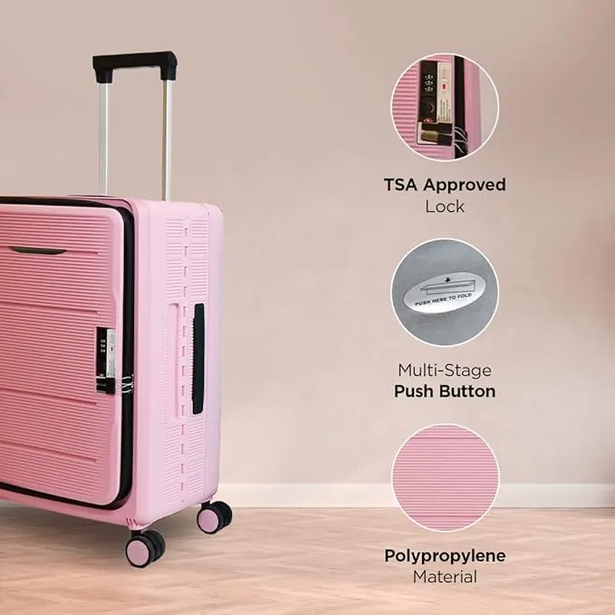 Kuber Industries Luggage Bag | Trolley Bags for Travel | Collapsible Luggage Bag | Travelling Bag | Trolley Bags for Suitcase | Lightweight Luggage Bag | 20P-24P Inch |Pack of 6| Rose Pink