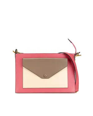 Leather Pocket Envelope Zip Crossbody Bag with Chain Strap