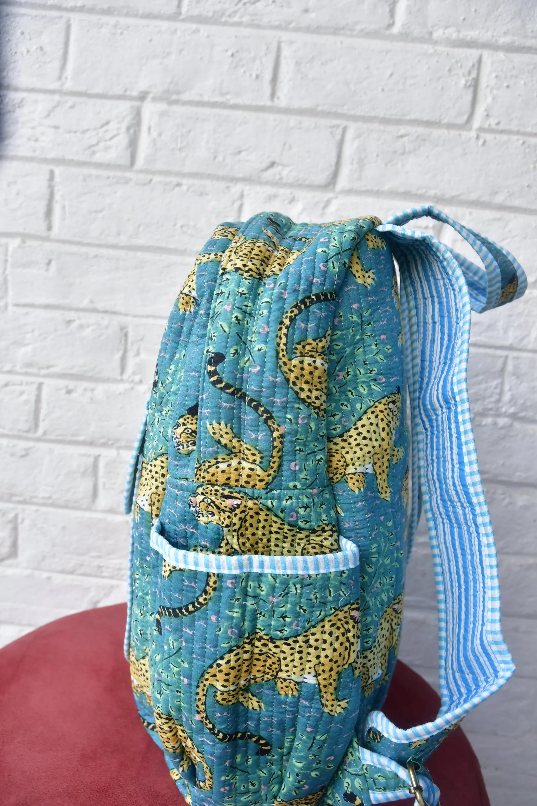 Leopard Print Blue Backpack