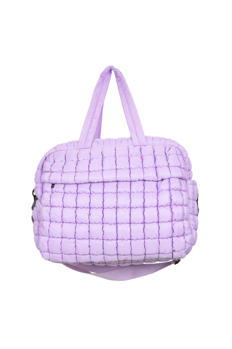 Light Purple Quilted Garment Duffel Bag w/ Pass-Thru Slip