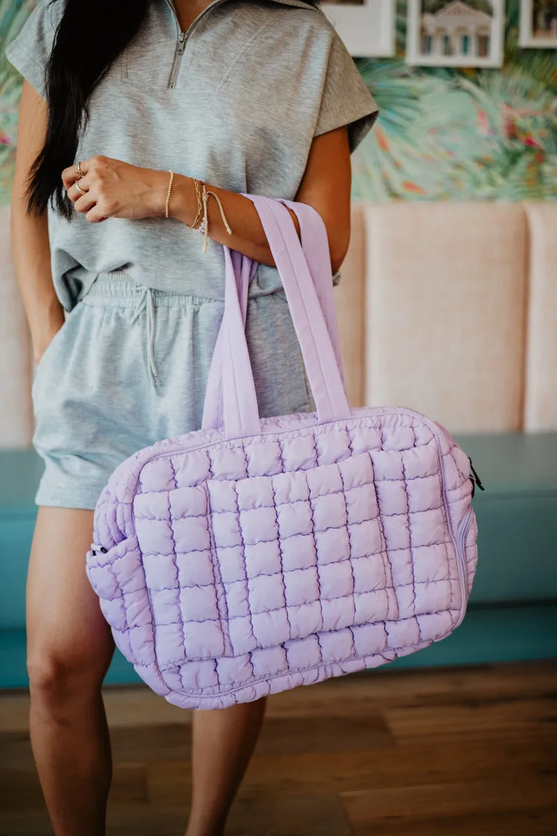 Light Purple Quilted Garment Duffel Bag w/ Pass-Thru Slip