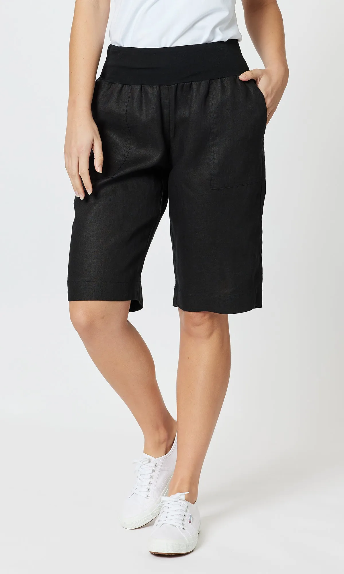 Linen Short Jersey Waist Black