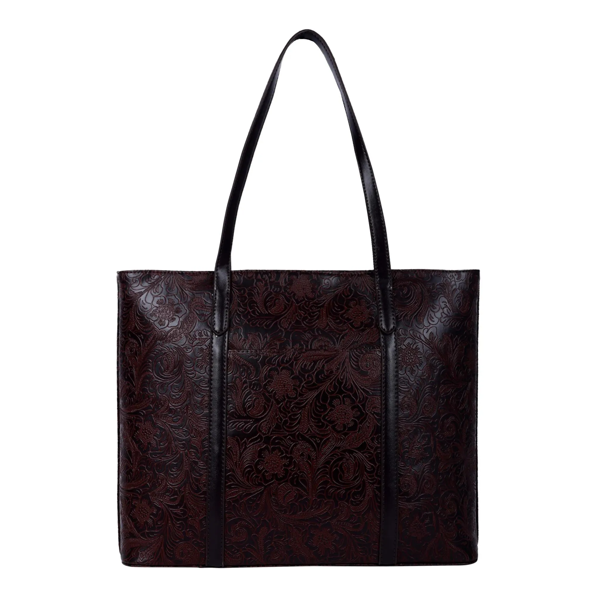 Lino Perros Womens Brown Floral Embossed Print Handbag