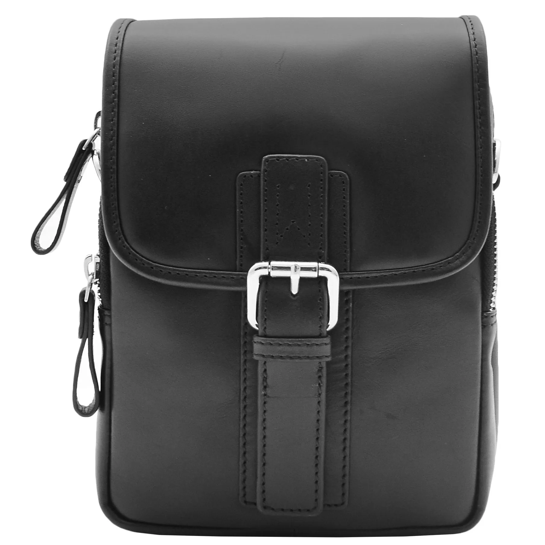 Mens Trendy Smart Crossbody Bag Genuine Leather Messenger Lucas Black