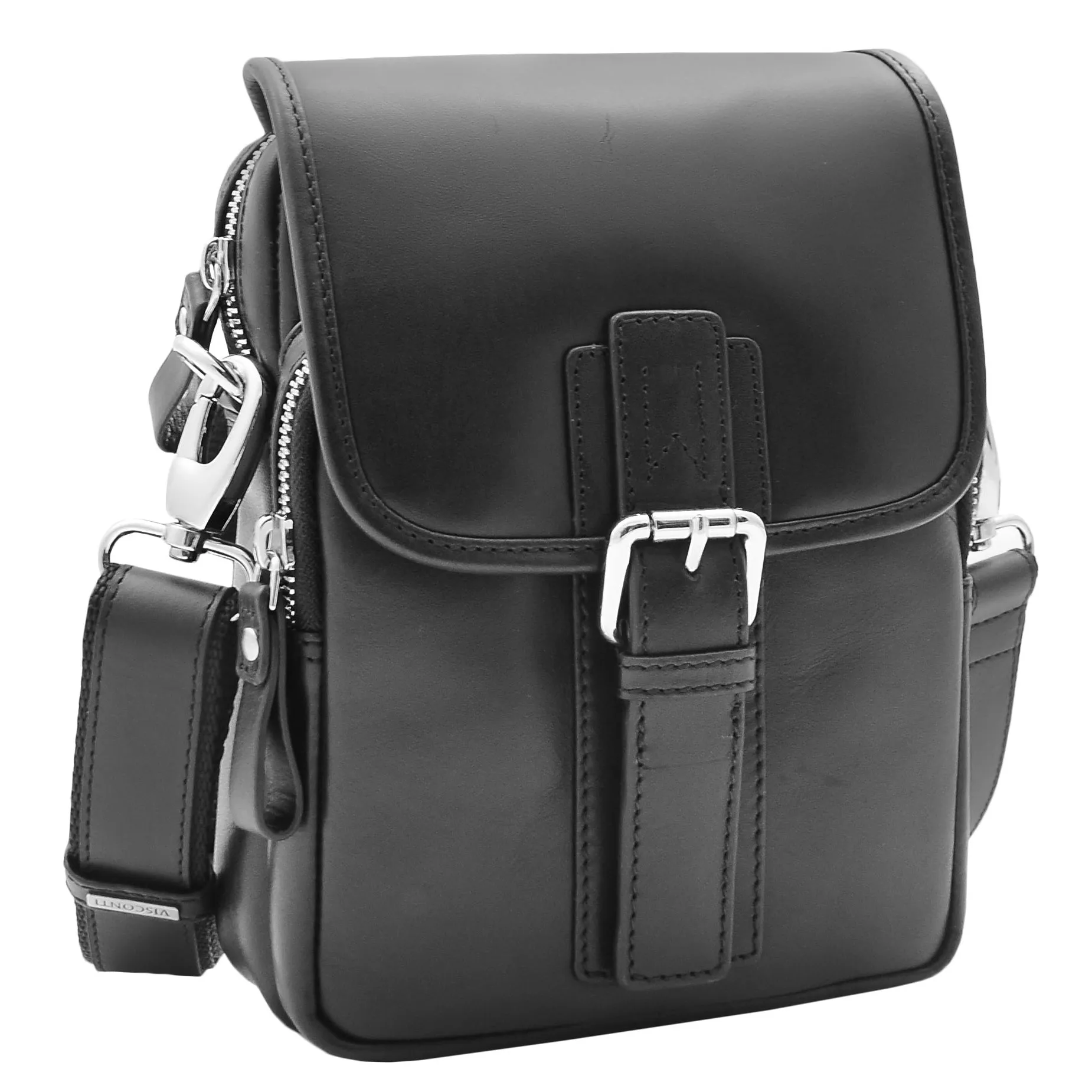 Mens Trendy Smart Crossbody Bag Genuine Leather Messenger Lucas Black