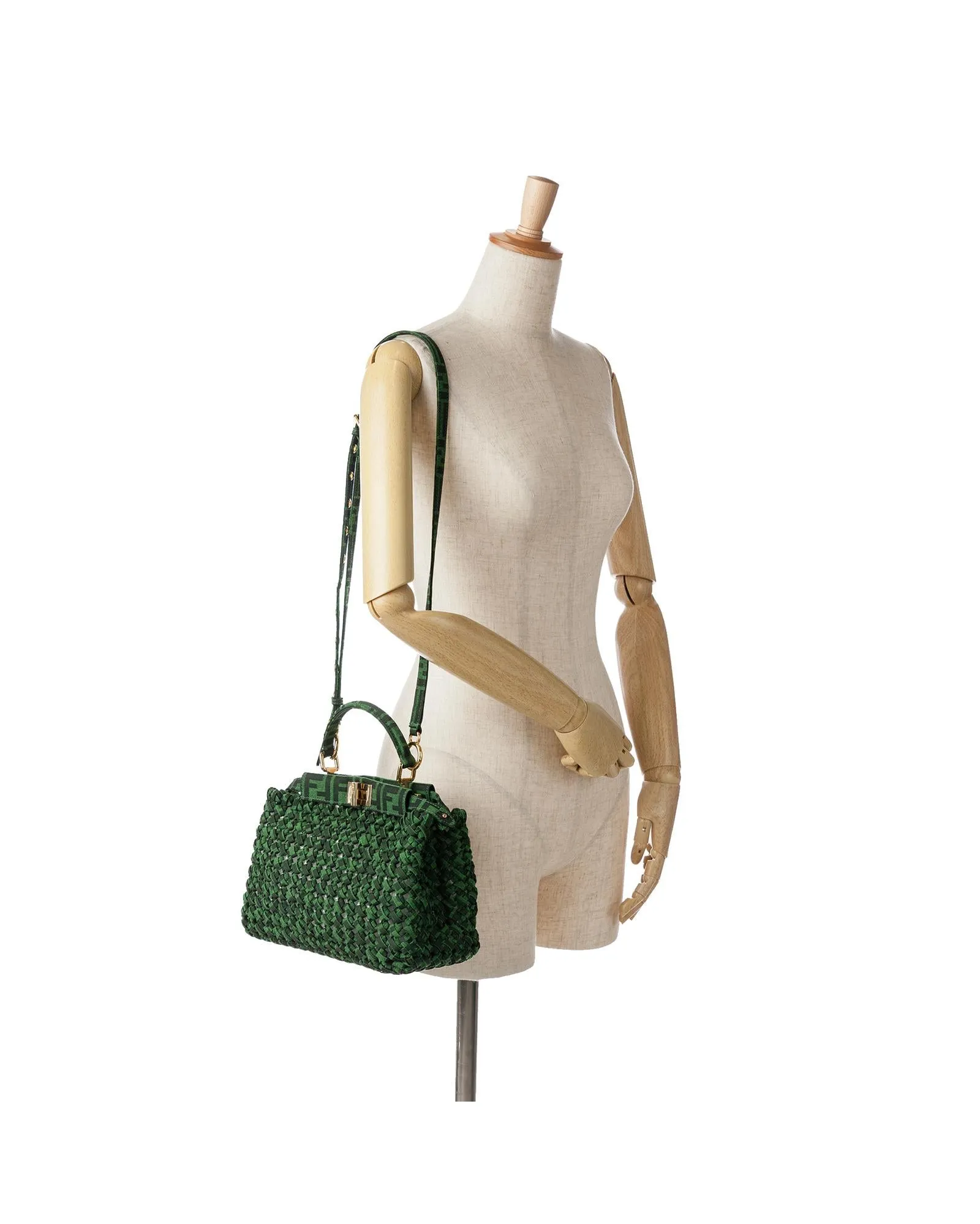 Mini Interlaced Canvas Peekaboo Satchel with Top Handle and Detachable Strap