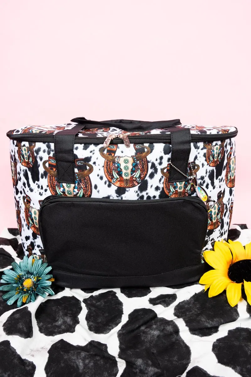 NGIL Corpus Christi Cow and Black Cooler Tote with Lid