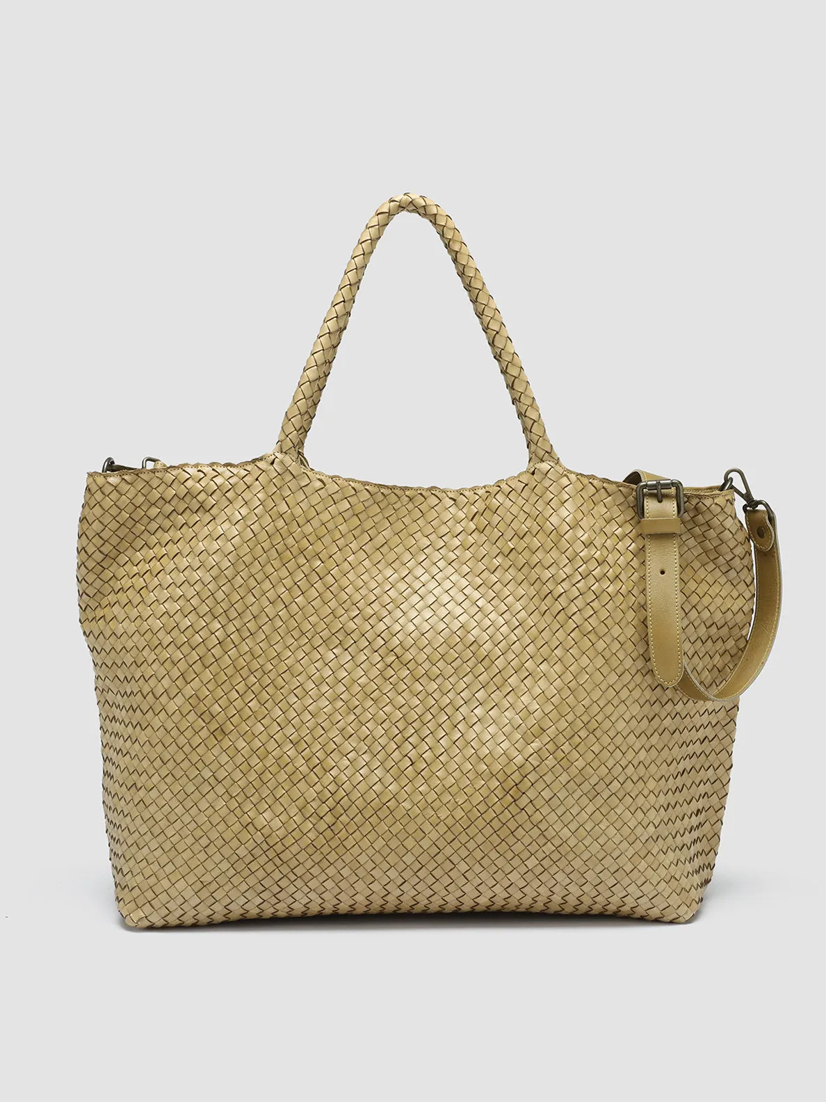 OC CLASS 3 - Green Woven Leather Shoulder Bag