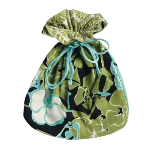 Orchid Black Turquoise Drawstring Bag, Small