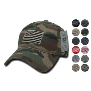 Patriotic USA American Team Tonal Flag Washed Cotton Polo Dad Caps Hats